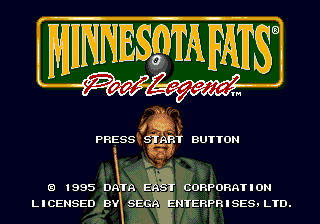 Minnesota Fats Pool Legend title screen for Sega Genesis